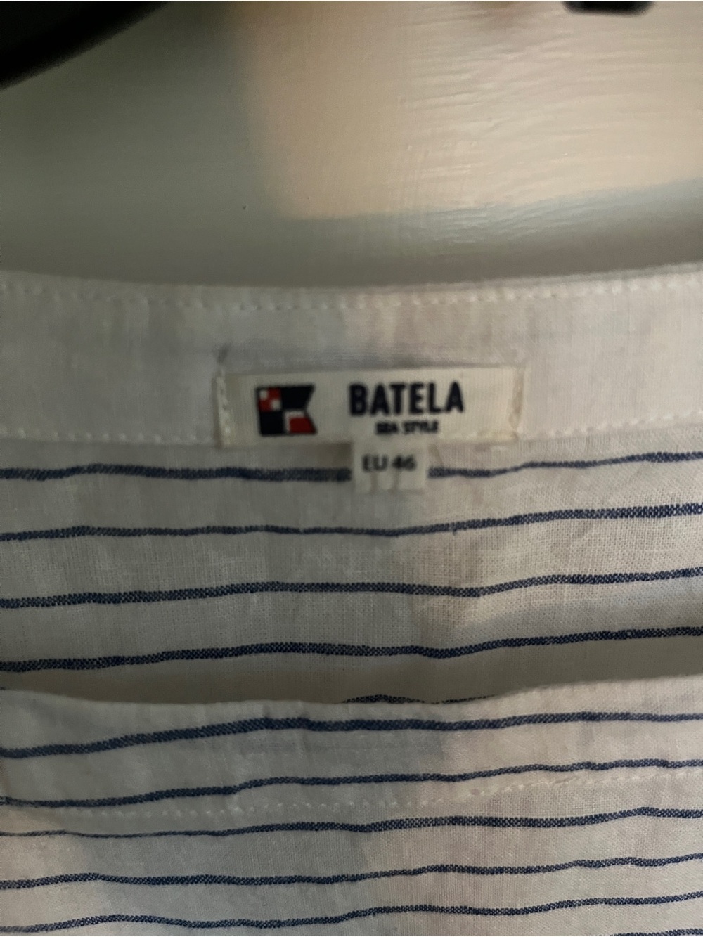 BATELA Striped White & Navy Shirt
